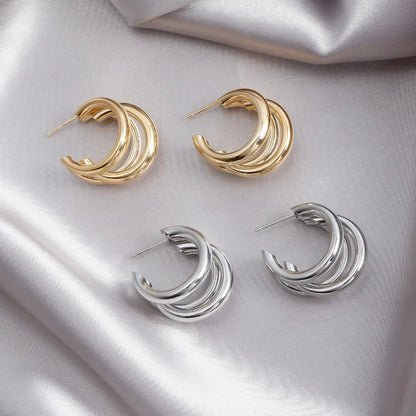 Trinova stacked hoop earrings for women | Aurelia -3