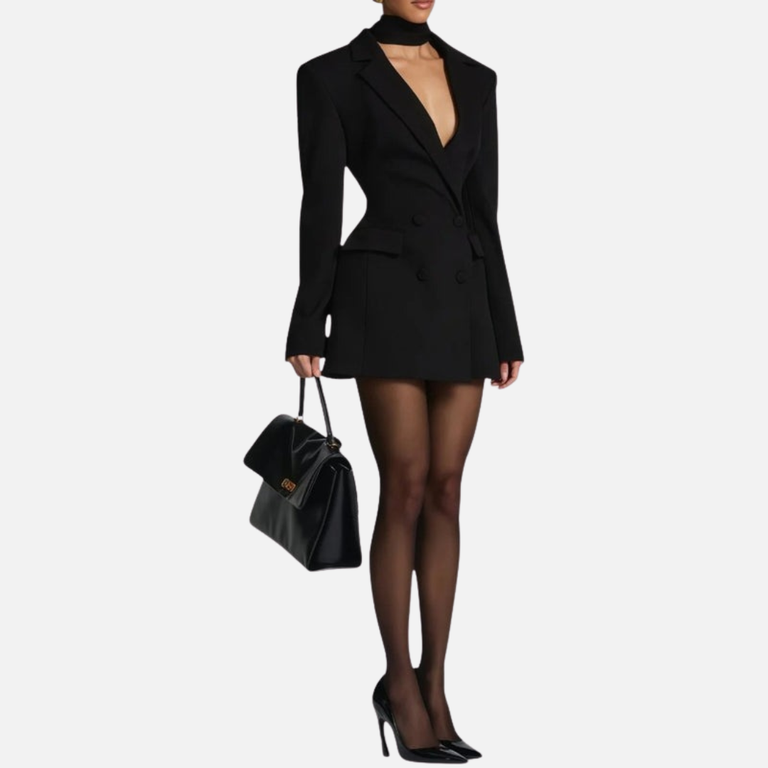 Elegant tailored blazer mini dress for women -3