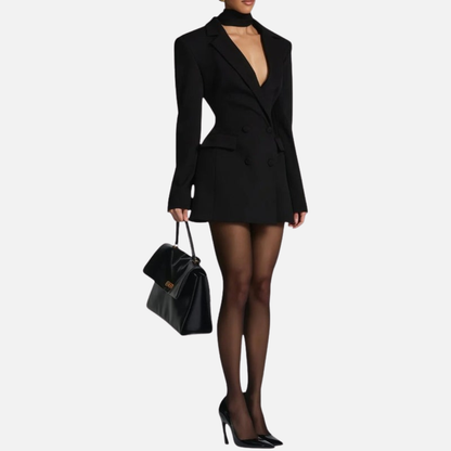 Elegant tailored blazer mini dress for women -3