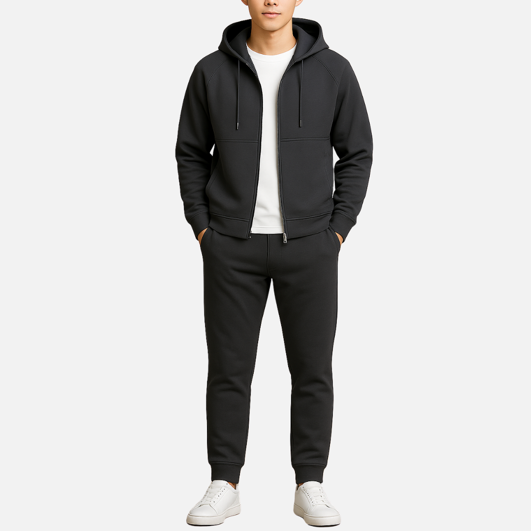 Luxury zip-up smart casual tracksuit set for men -2