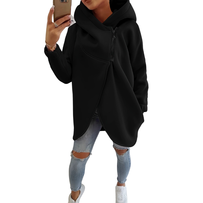 Plus-size relaxed half-zip pullover hoodie for women | Vania -2