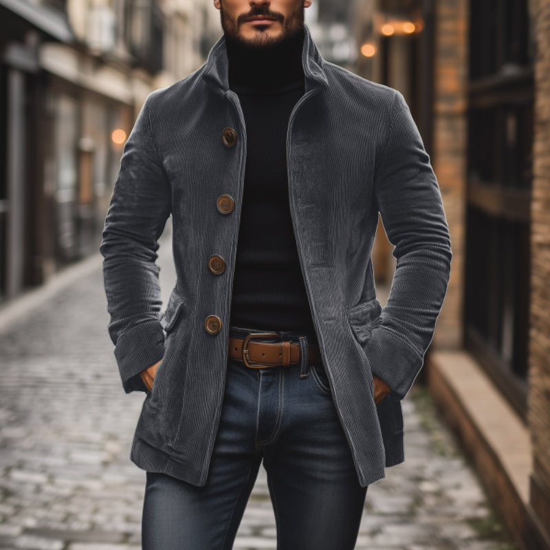 Slim-fit corduroy coat for men | Emerson -9