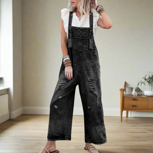 Vintage wash adjustable jumpsuit for women | Carmelita