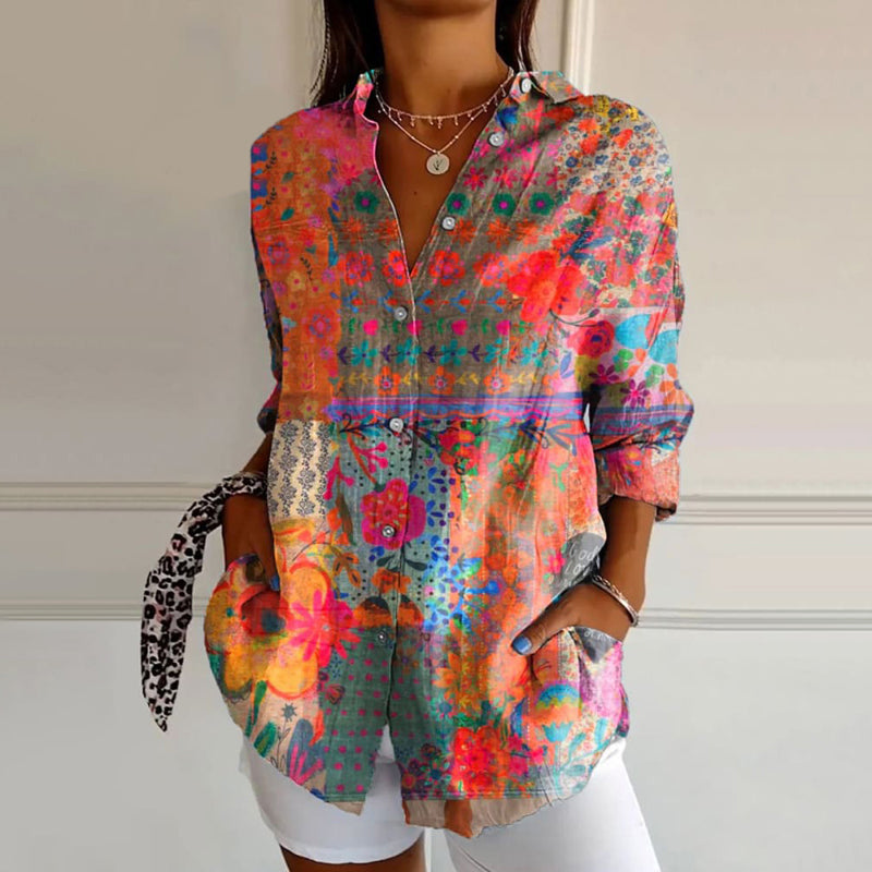 Aurelle Raya abstract floral blouse for women