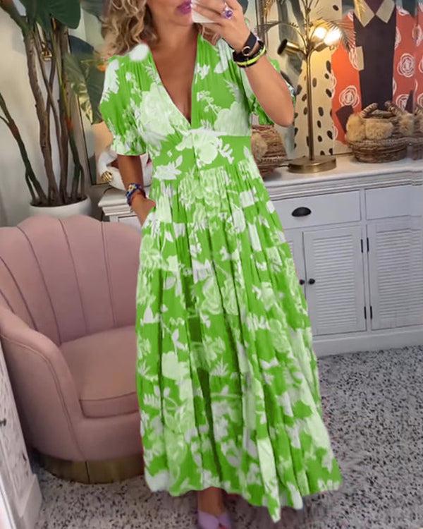 Vibrant elegant floral dress maxi for women -11
