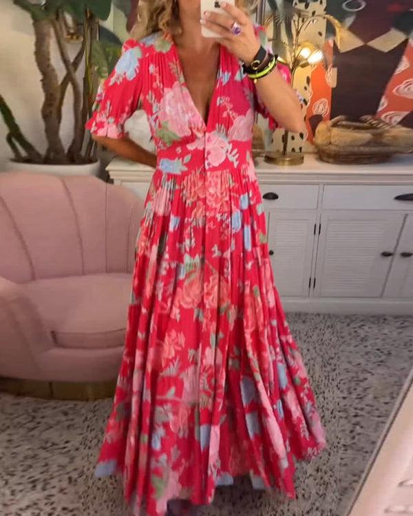 Vibrant elegant floral dress maxi for women -5