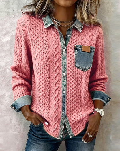Classic knitted denim-look everyday jumper for women | Juliane -7