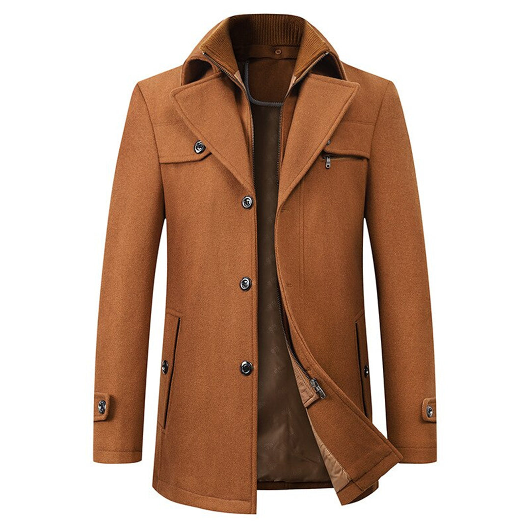 Long slim-fit coat with high collar for men | Altair