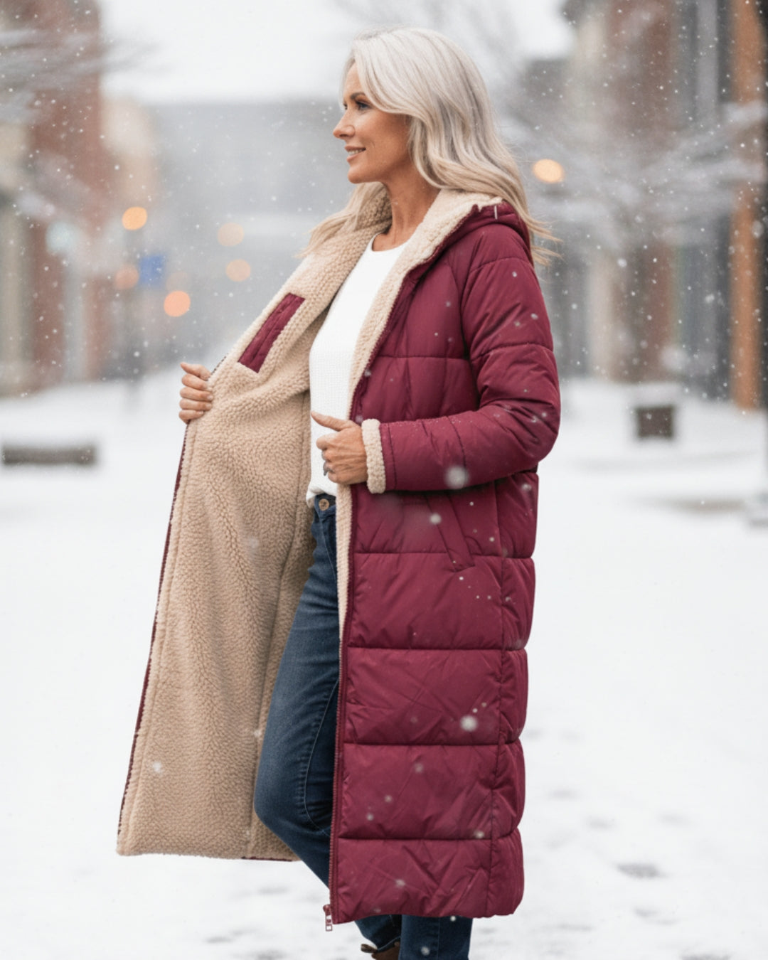 Warm sherpa-lined winter coat for women | Eleanor -24