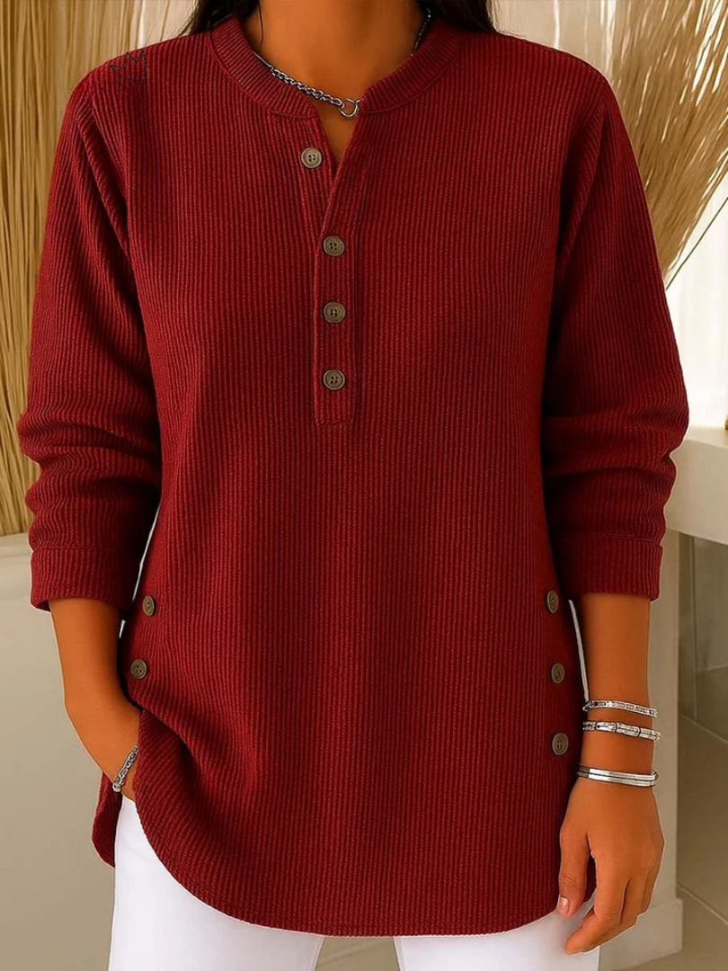 Relaxed button henley everyday tunic for women | Eden -3