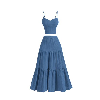Crop cami top and A-line skirt set for women | Avina