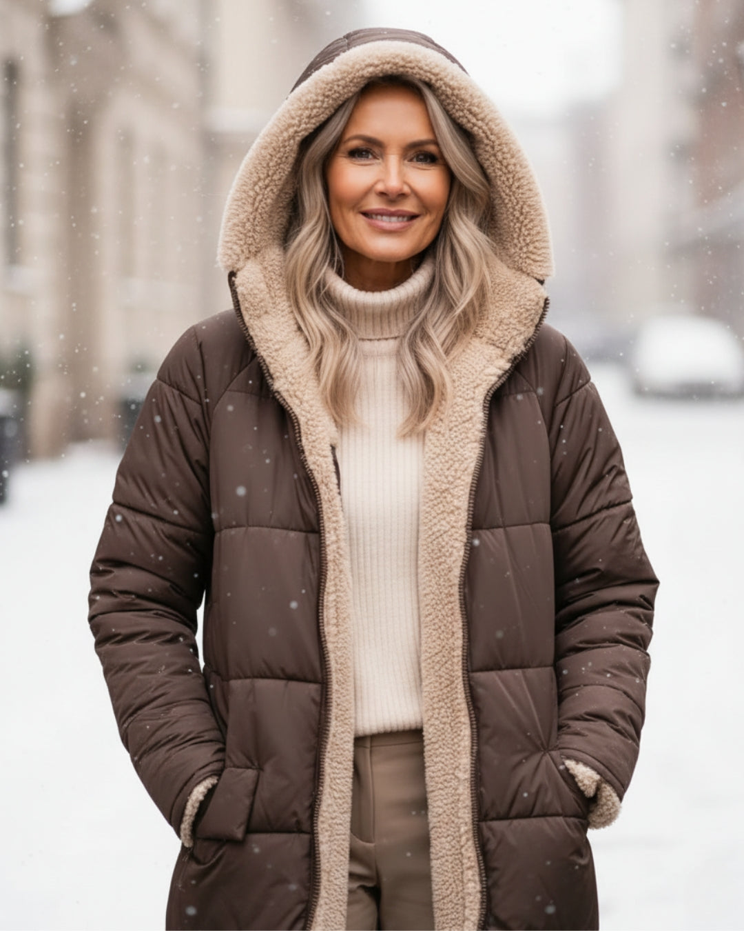Warm sherpa-lined winter coat for women | Eleanor -4