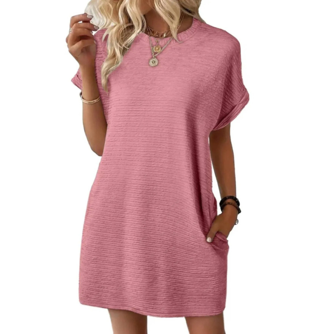 Casual minimalist round-neck summer dress for women | Evasha -2