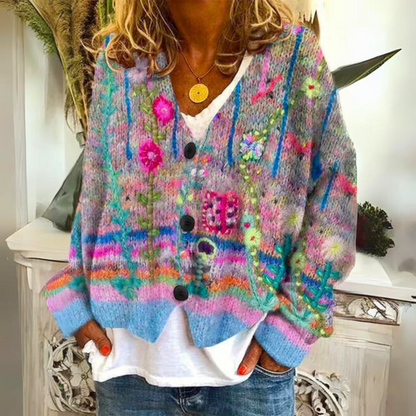 Bohemian multicolor cardigan for women | Mireya -1