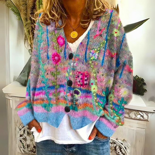 Bohemian multicolor cardigan for women | Mireya -1