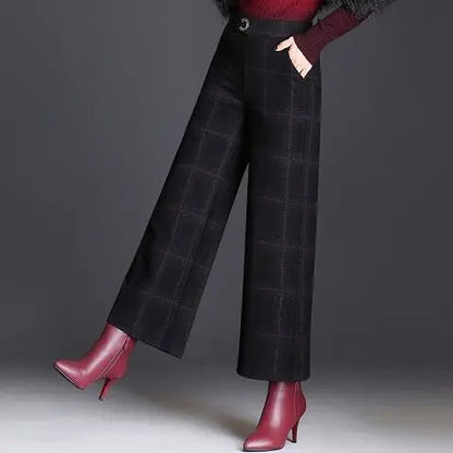 Plaid wide-leg trousers for women | Ashton -4