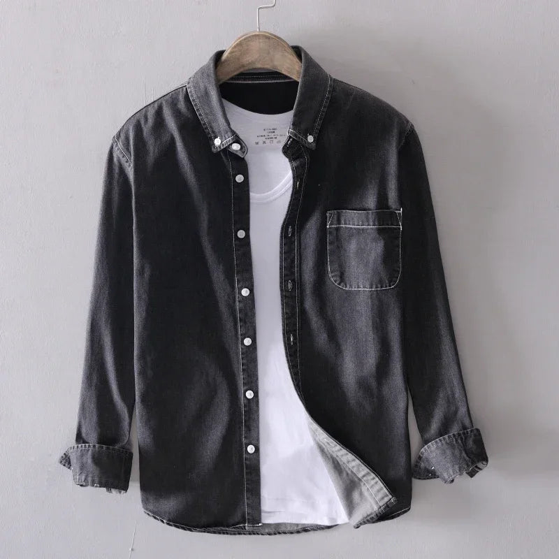 Classic button-down denim shirt for men | Alaric -2