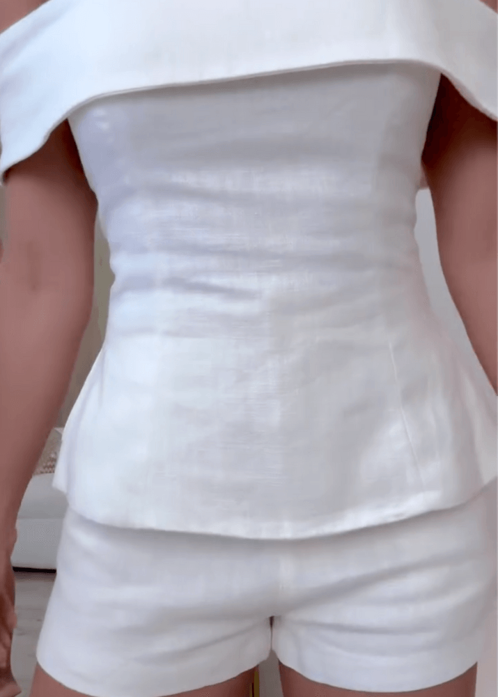 Cropped button two-piece suit for women | Marlowe -5
