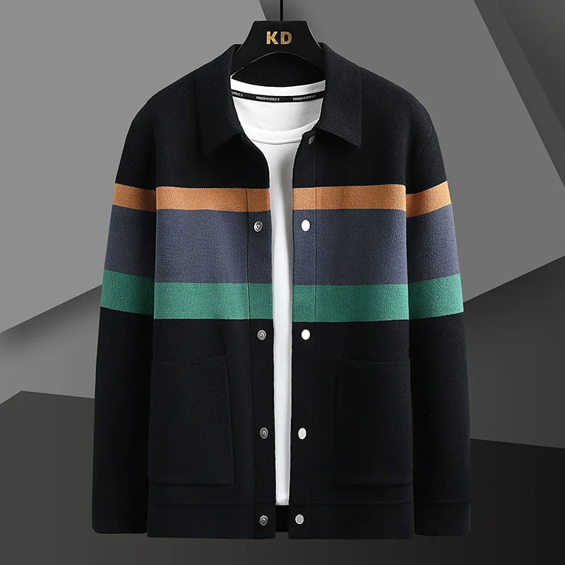 Striped varsity knit jacket for men | Arden -5