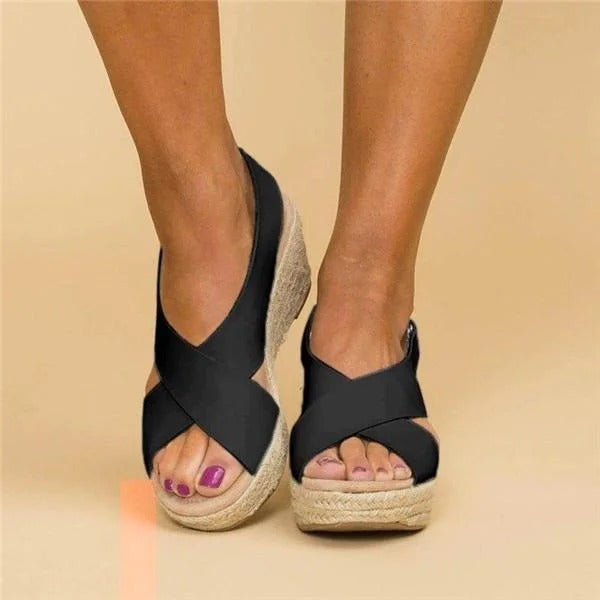Comfort wedge espadrille sandals for women | Elara -7