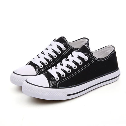 Classic lace-up canvas trainers for women -4