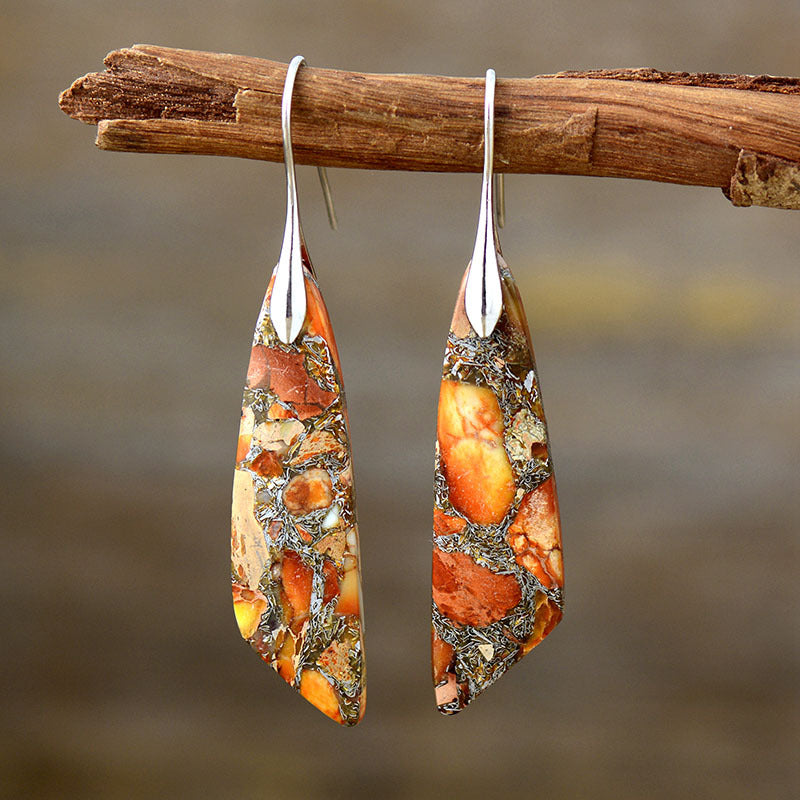 Natural stone drop earrings for women -4