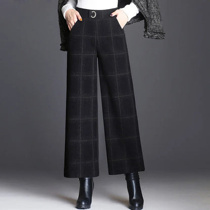 Plaid wide-leg trousers for women | Ashton -3