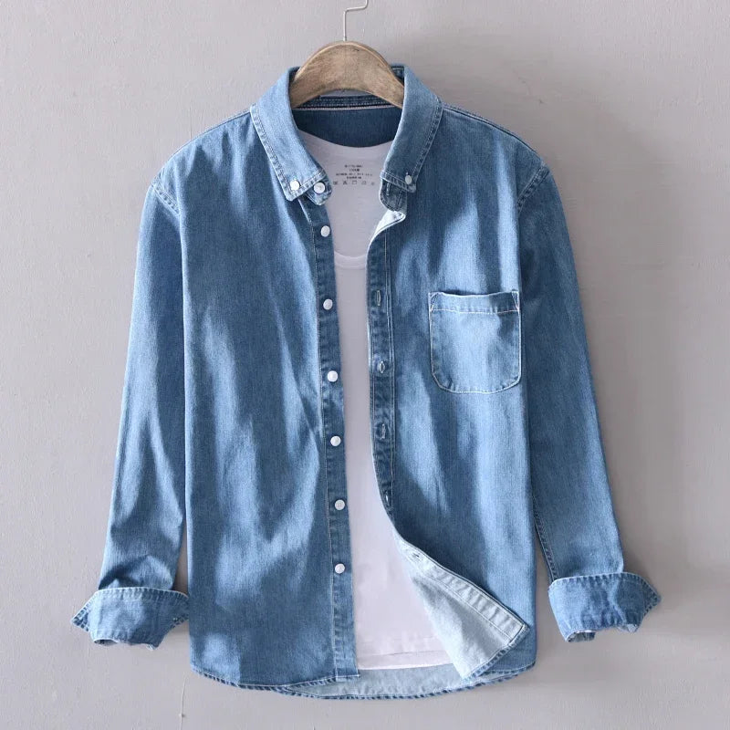 Classic button-down denim shirt for men | Alaric -1