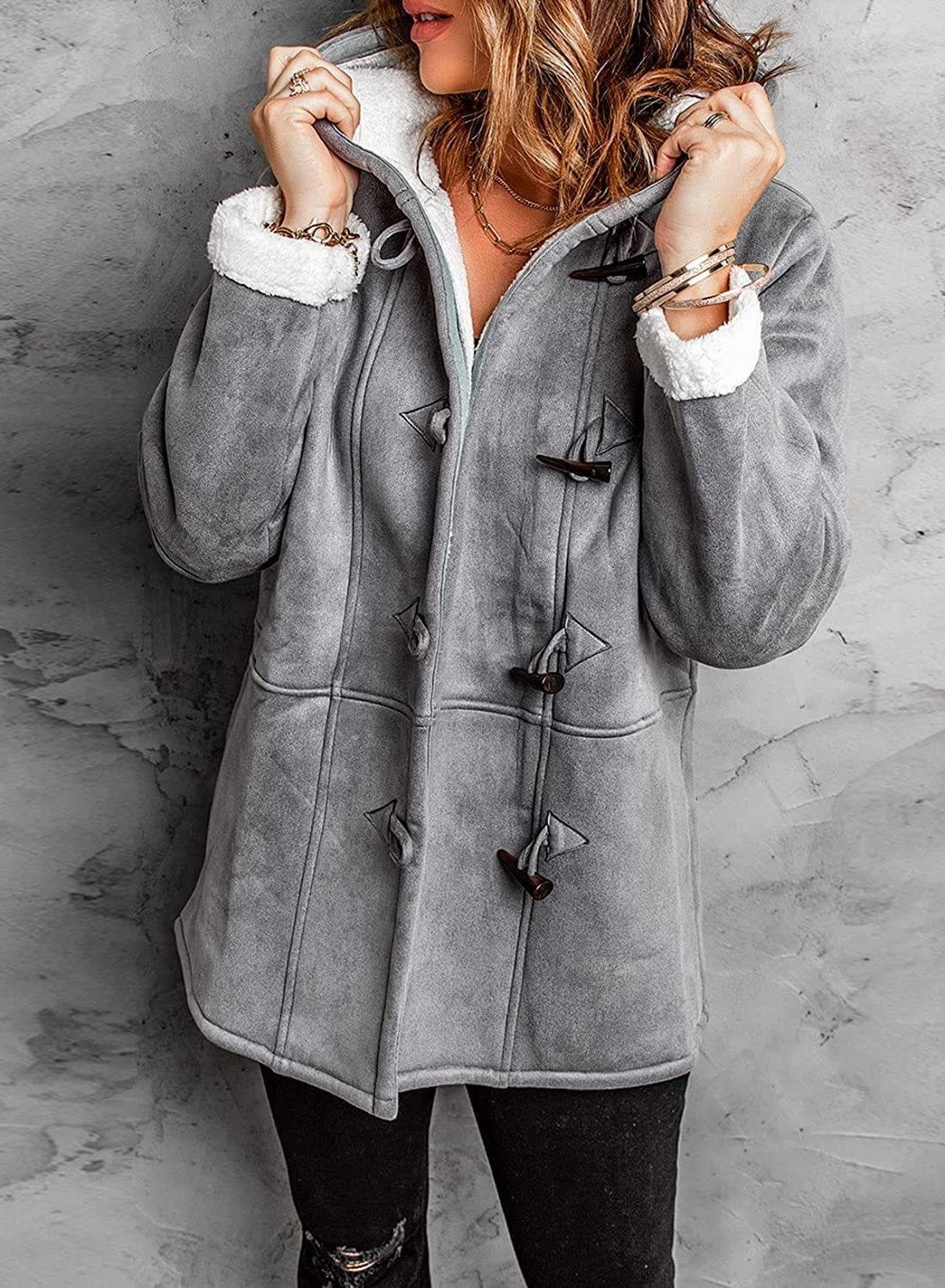 Coat elegant capuche style refined for women -4