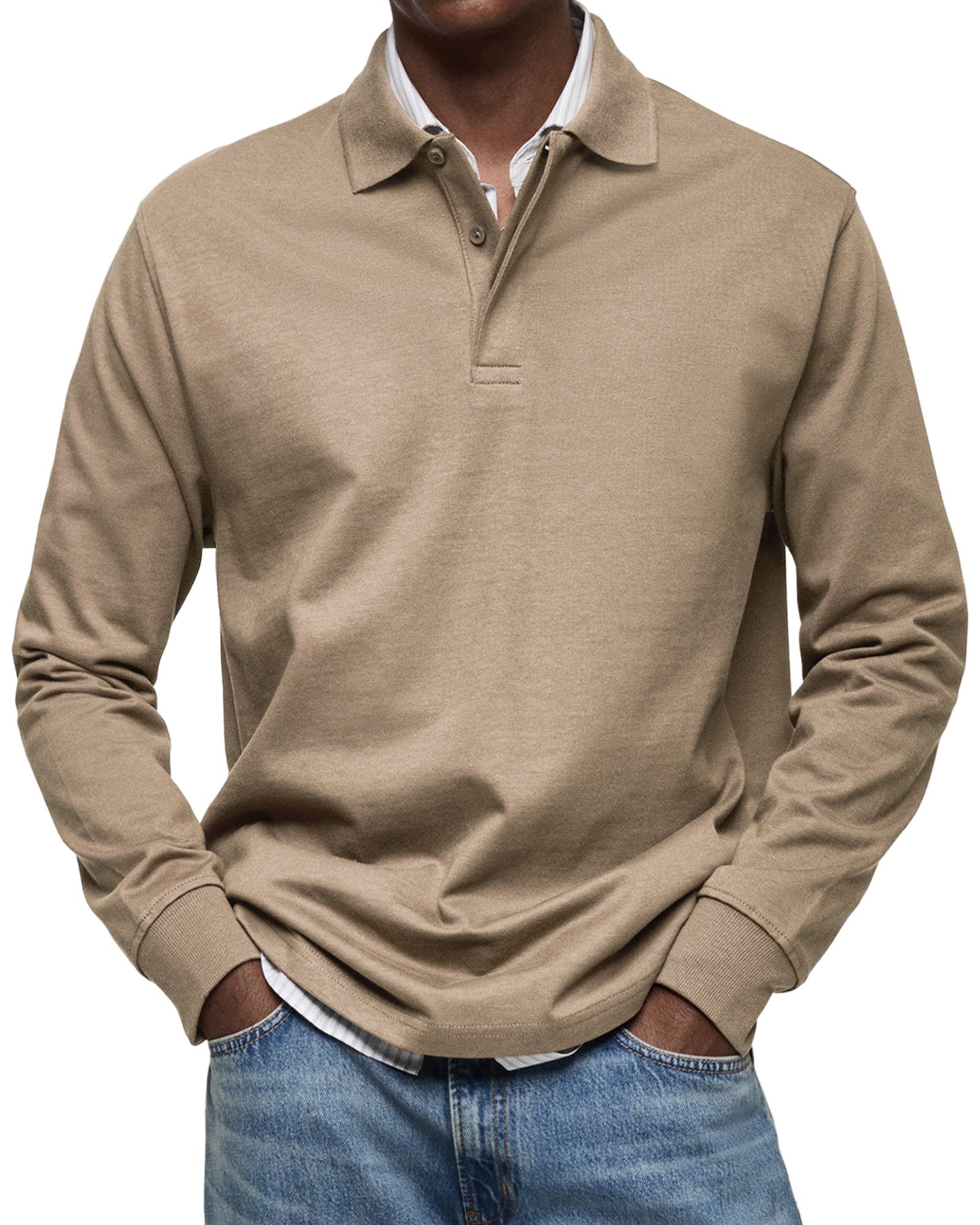 Classic long-sleeve relaxed polo shirt for men | Gary -7