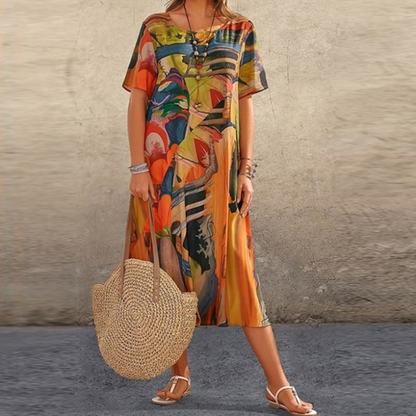 Relaxed printed dress for women | Claire -4