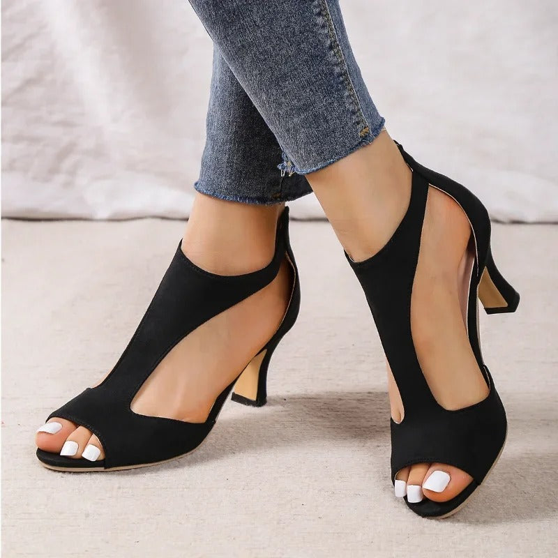 Elegant open-toe comfort heels for women | Amara -5