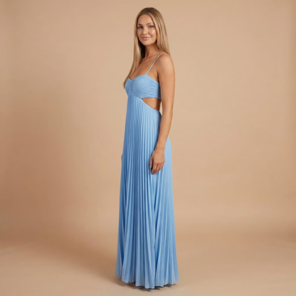 Elegant pleated halter maxi for women | Lavinia -11