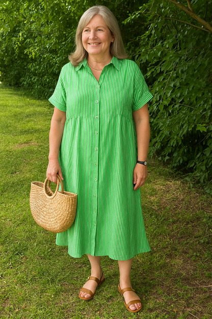 Relaxed striped dress for women -7