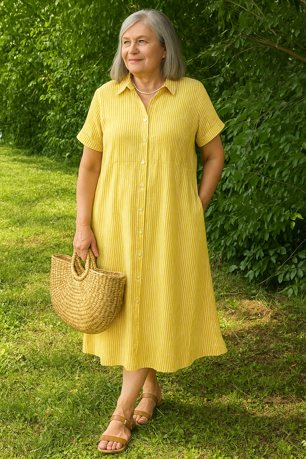 Relaxed striped dress for women -9