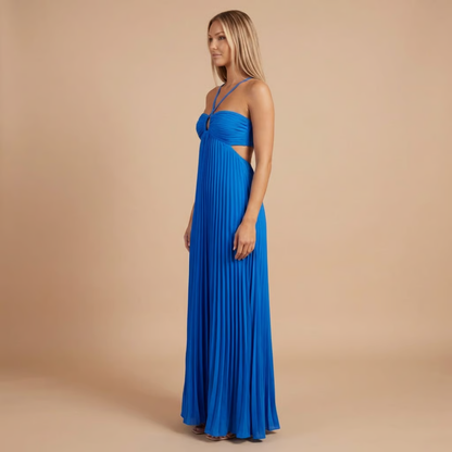 Elegant pleated halter maxi for women | Lavinia -14
