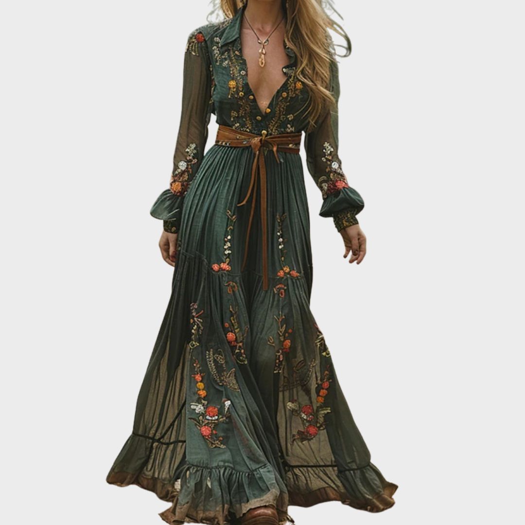 Romantic boho everyday maxi dress for women | Alina Soleil -1