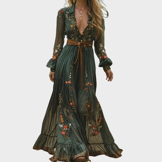 Romantic boho everyday maxi dress for women | Alina Soleil -1