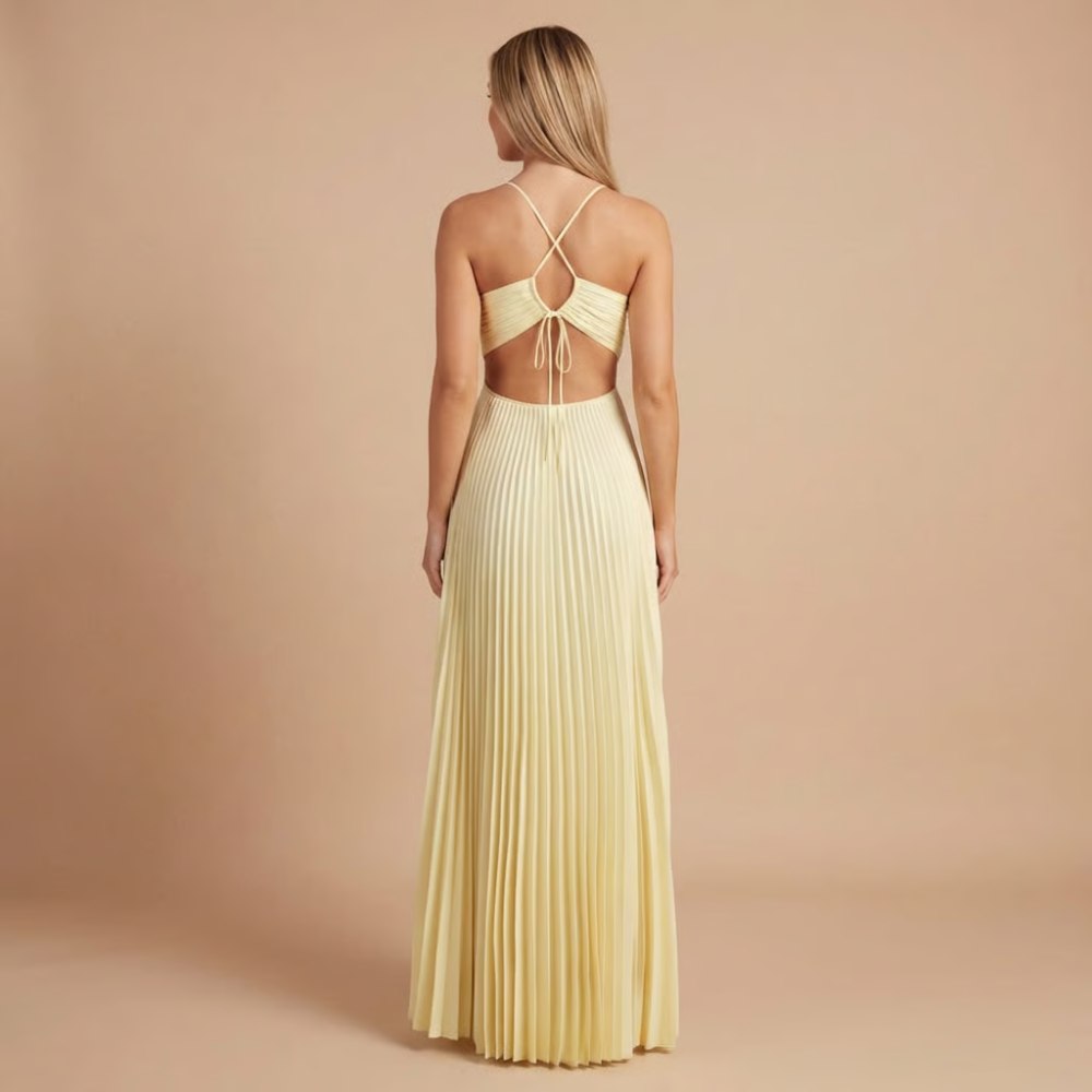 Elegant pleated halter maxi for women | Lavinia -2