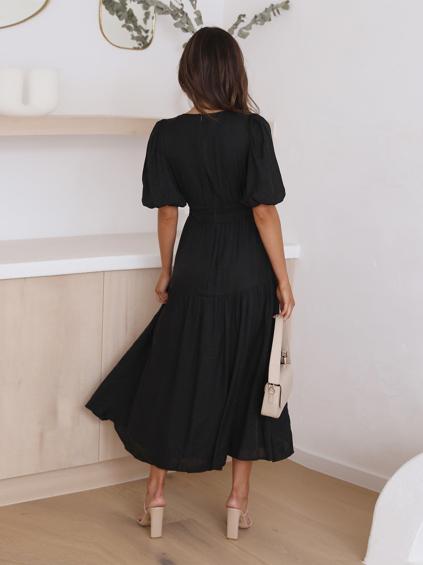 Puff sleeves dress for women | Enola -5