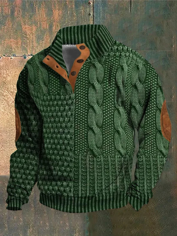 Knitted jumper with elbow-patch detail for men | Finn