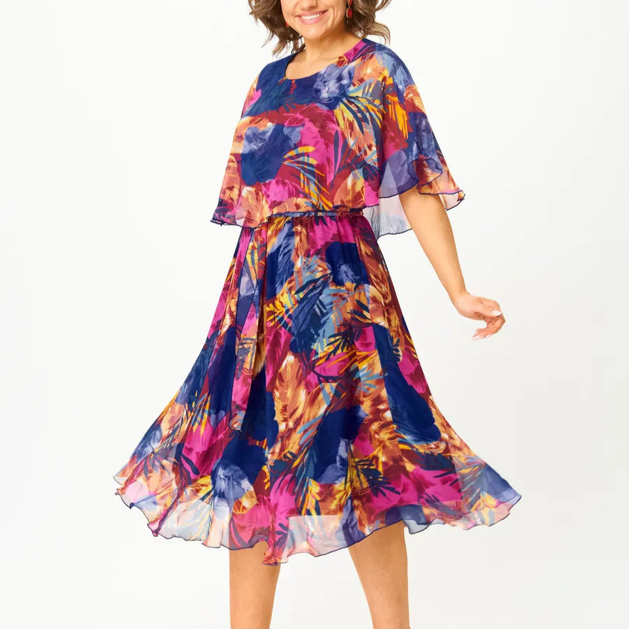 Comfortable plus-size chiffon everyday dress for women | Barbara -3
