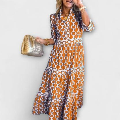 Midi dress with chain pattern for women | Juliette