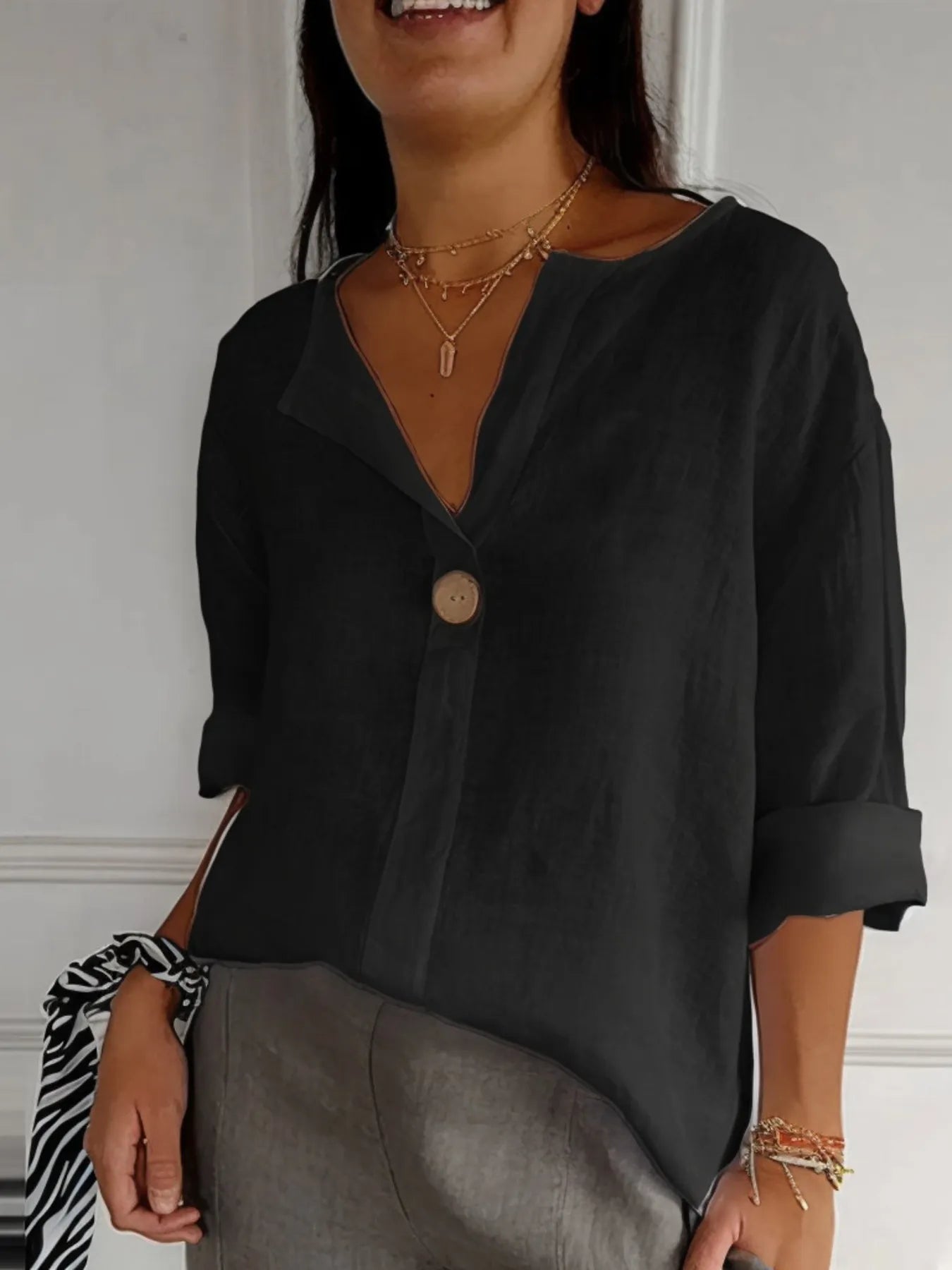 Chemisier casual grande taille blouse for women -4