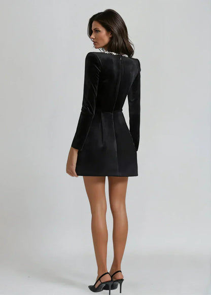 Chic velvet mini dress for women | Willow -4