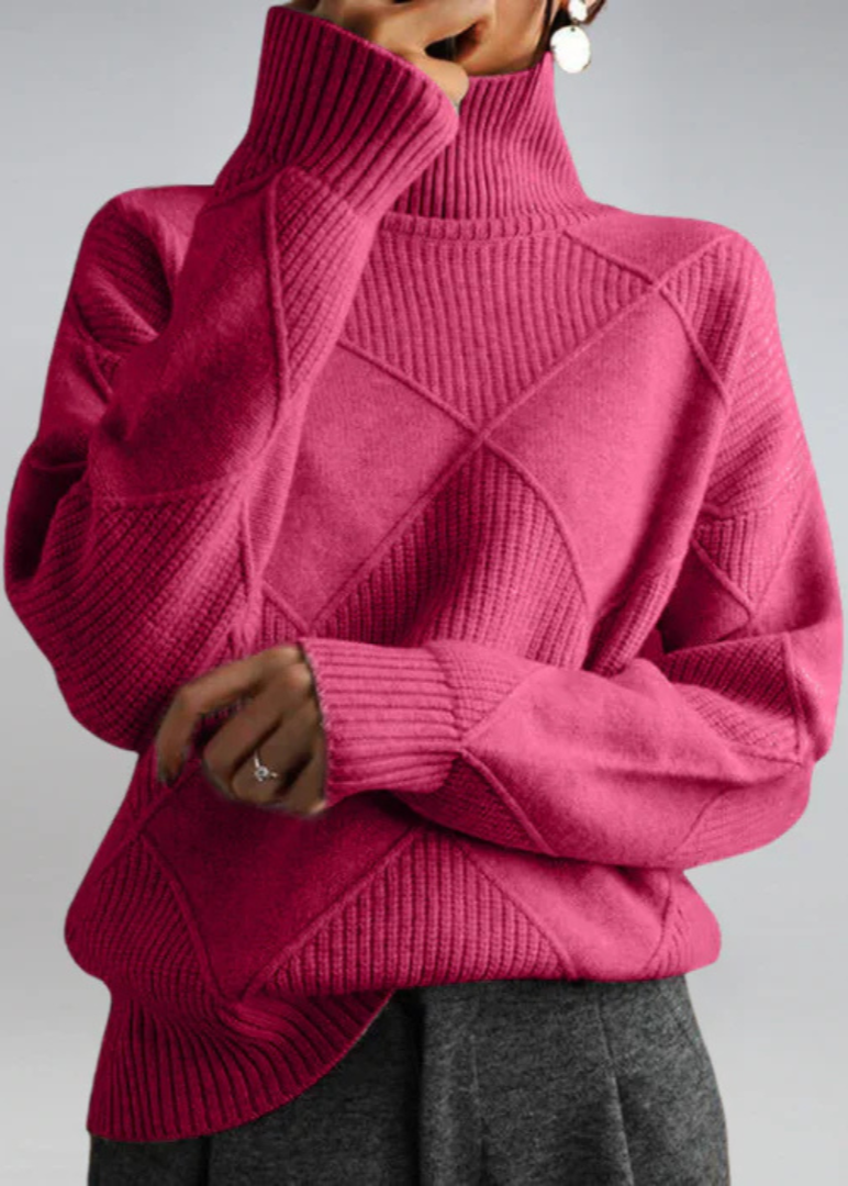 Jumper roll-neck doux style elegant for women -2