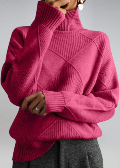Jumper roll-neck doux style elegant for women -2