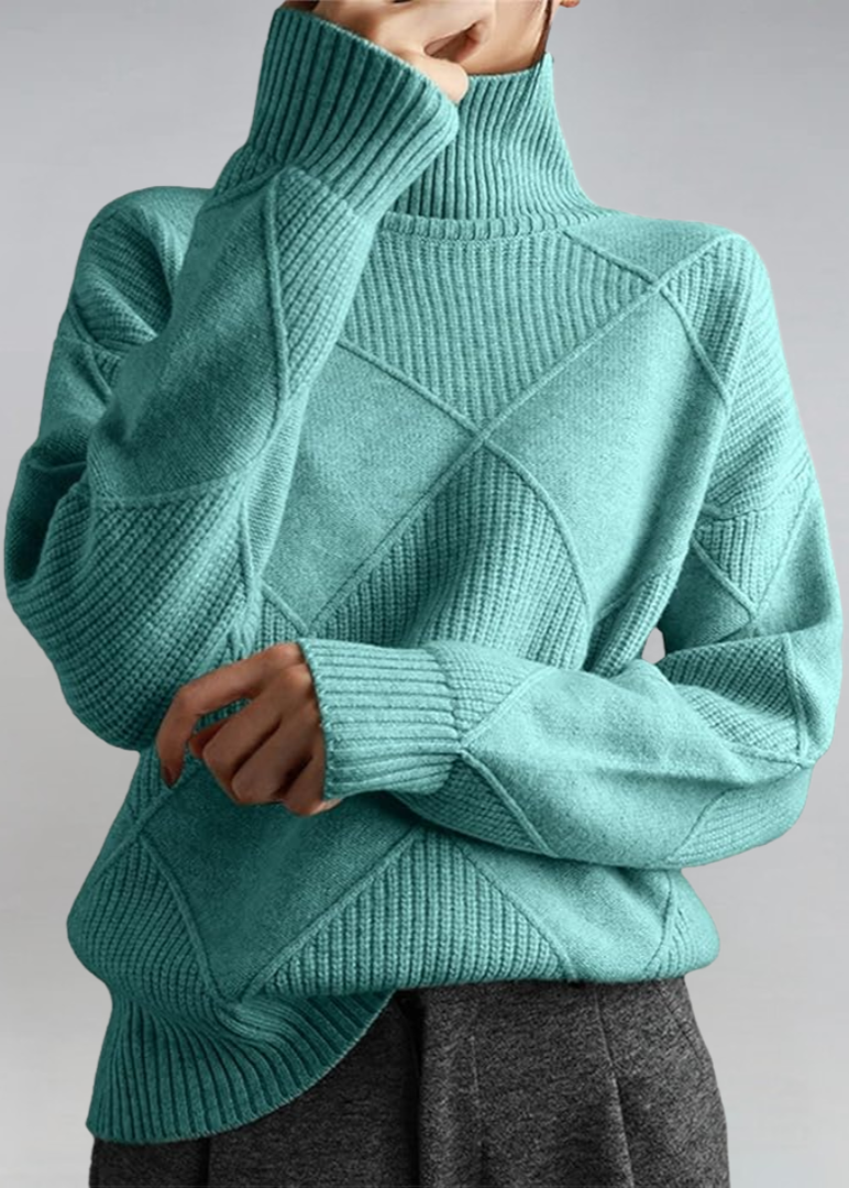 Jumper roll-neck doux style elegant for women -9