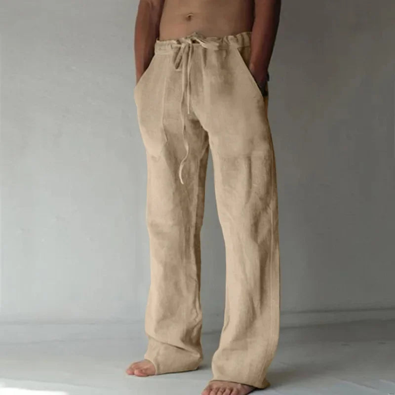 Trousers cordon serrage coton lin for women | Rowan -2