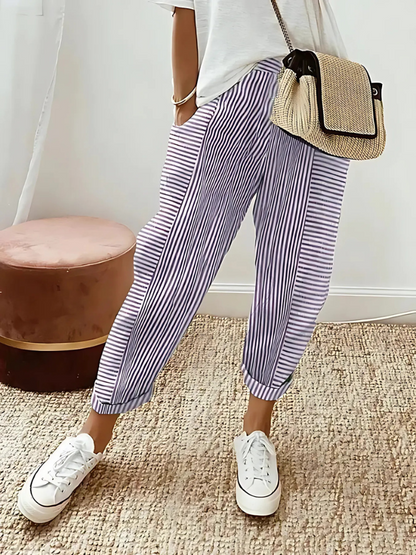 Striped trousers casual for women -3